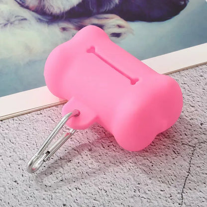 "Dog Waste Bag Dispenser – Soft Rubber Bone-Shaped Poop Bag Holder with Clip (Multi-Color)"