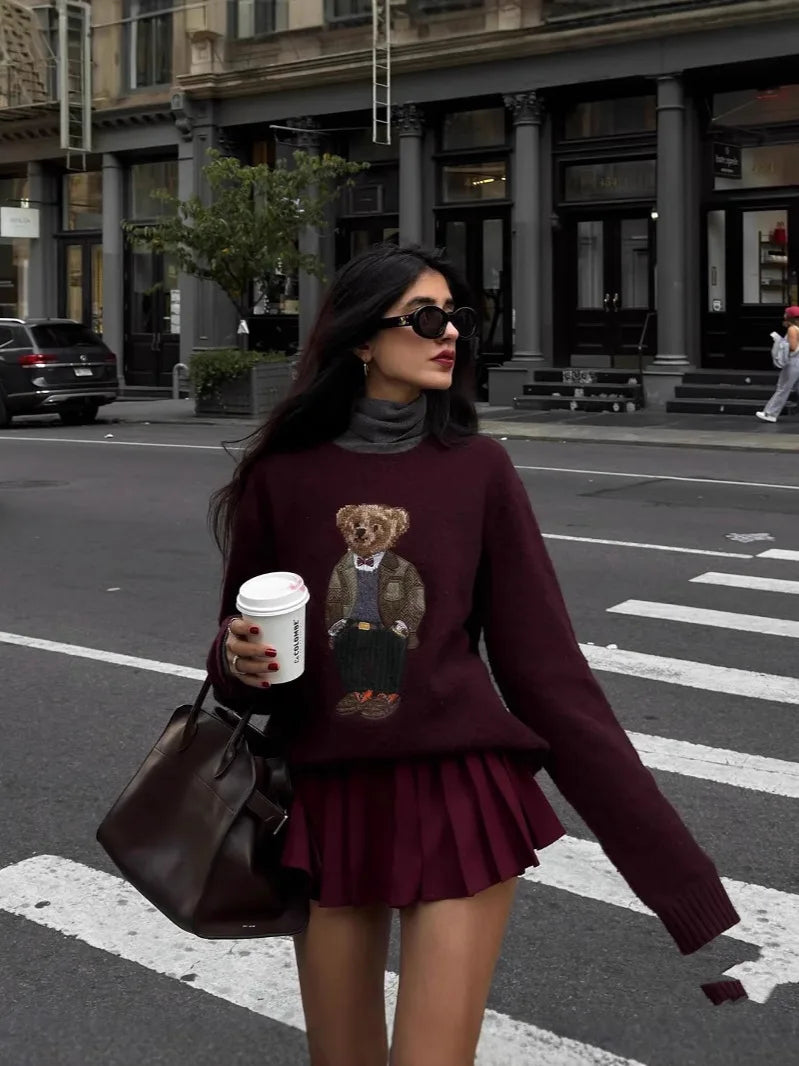 Suéter de punto de cachemira para mujer de otoño e invierno