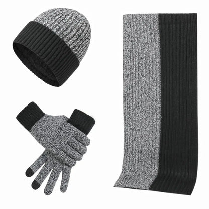 Conjunto de 3 gorros, bufandas y guantes de invierno para exteriores, resistentes al viento, cálidos y con protección para las orejas, de punto, para esquiar.