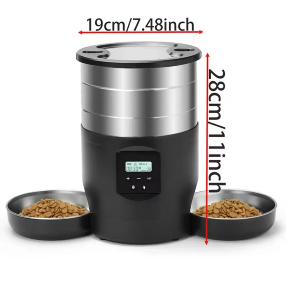 4.5L Smart WiFi Automatic Pet Feeder – Dual Stainless Steel Bowls | App & Button Control, Voice & Timer | Cat & Small Dog Dispenser