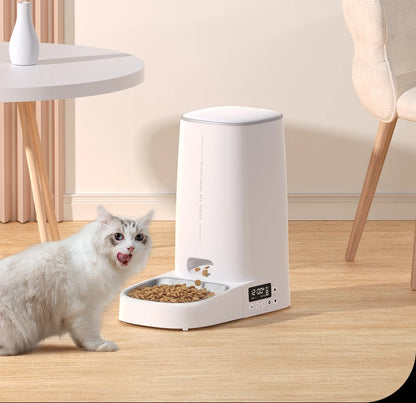 Comedero automático inteligente para gatos ROJECO – Dispensador de comida para mascotas con WiFi, temporizador, control por aplicación y grabación de voz (capacidad de 4 litros)