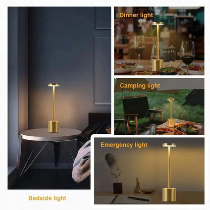 Lámpara de mesa LED con sensor táctil simple: recargable y elegante
