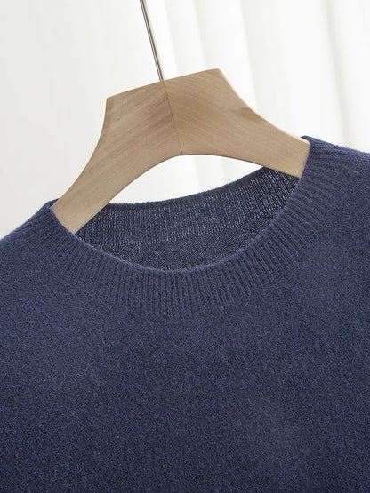 Pull homme 100 % laine mérinos, col rond, manches courtes – Collection