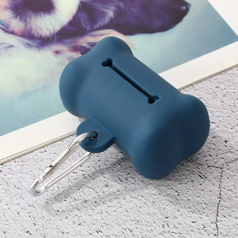 "Dog Waste Bag Dispenser – Soft Rubber Bone-Shaped Poop Bag Holder with Clip (Multi-Color)"