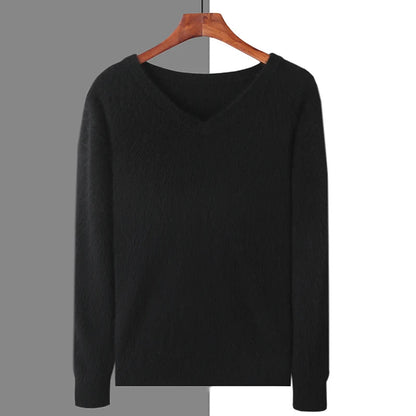 Men’s V-Neck Cashmere Wool Sweater – Soft Luxury Knit Pullover for Autumn & Winter