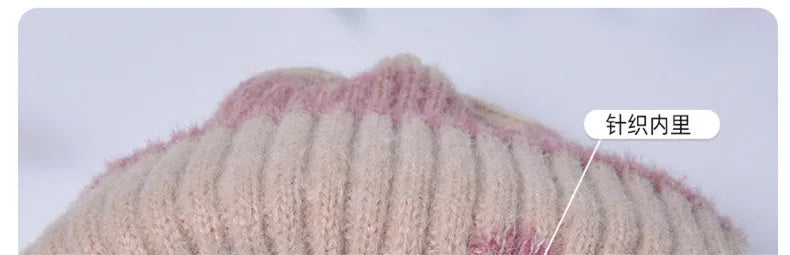 Ensemble bonnet et snood d'hiver pour femme – Bonnet et écharpe tricotés bicolores