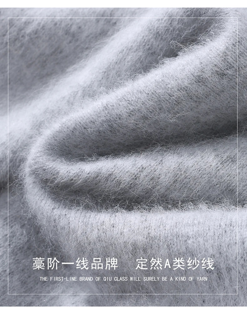 Suéter de cuello en V para hombre, 100% cachemir de visón puro – Suéter de punto suave de lujo para otoño e invierno