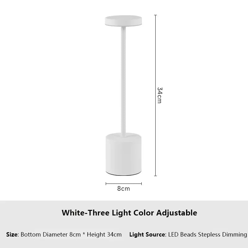 Lámpara de mesa LED con sensor táctil simple: recargable y elegante