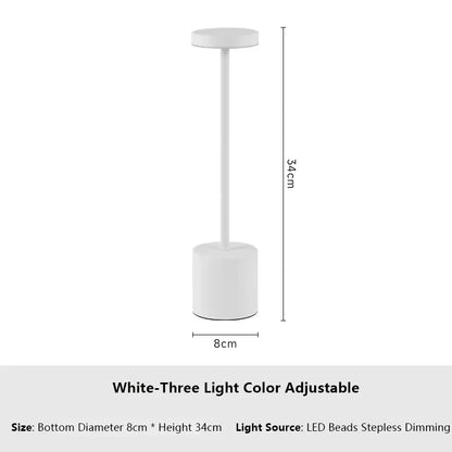 Lámpara de mesa LED con sensor táctil simple: recargable y elegante