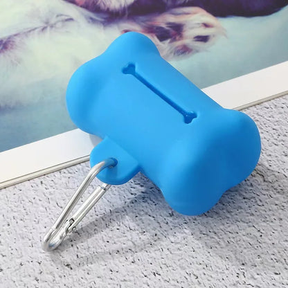 "Dog Waste Bag Dispenser – Soft Rubber Bone-Shaped Poop Bag Holder with Clip (Multi-Color)"