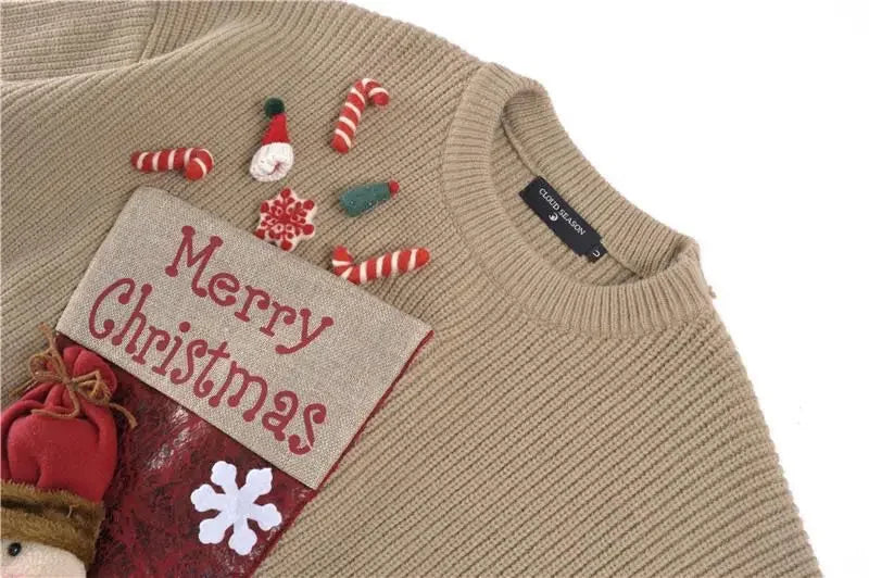 Pull-over ample et doux, brodé, motif floral 3D, maille épaisse, style gothique coréen, collection Noël 2026. Hauts et pulls féminins tendance.