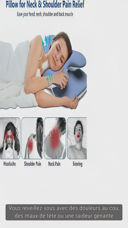Almohada cervical ergonómica de espuma viscoelástica: alivio del dolor de cuello y hombros con funda de seda helada | Soporte ortopédico para dormir