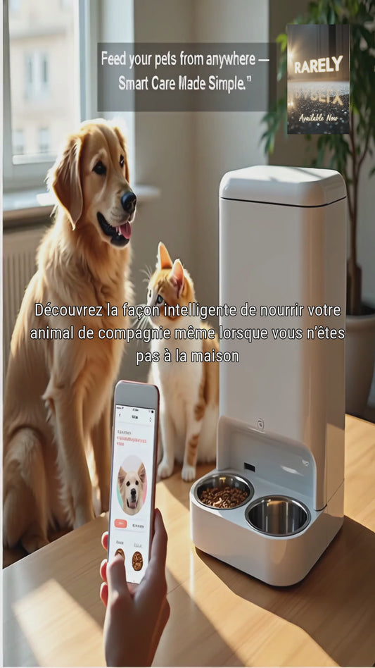 Distributeur automatique intelligent de nourriture pour chats ROJECO – Distributeur de nourriture pour animaux de compagnie connecté en Wi-Fi avec minuterie